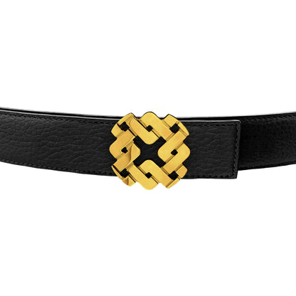 Ceinture 25 mm en cuir réversible vert boucle Armurus dorée