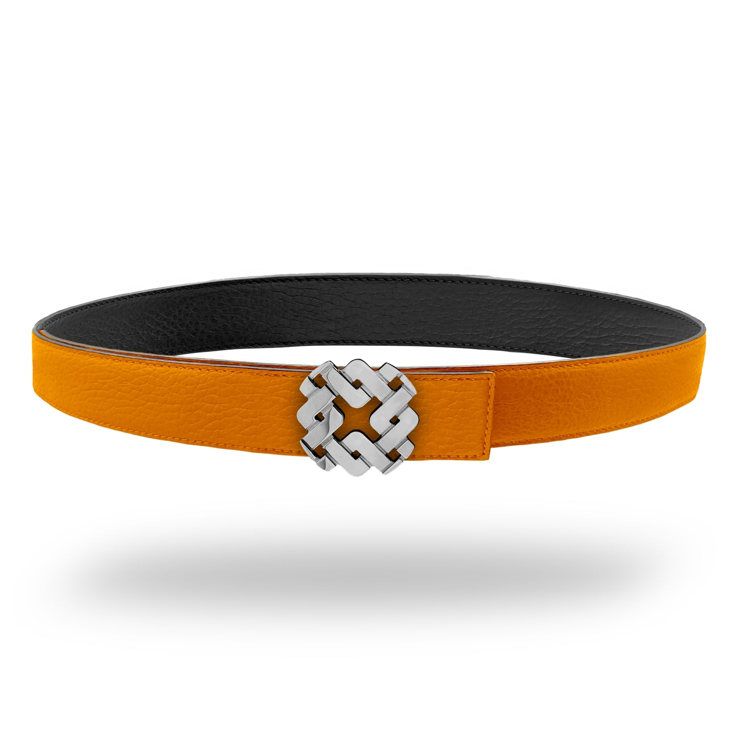 Ceinture 25 mm en cuir réversible orange boucle Armurus palladié