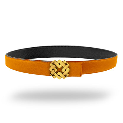 Ceinture 25 mm en cuir réversible orange boucle Armurus dorée