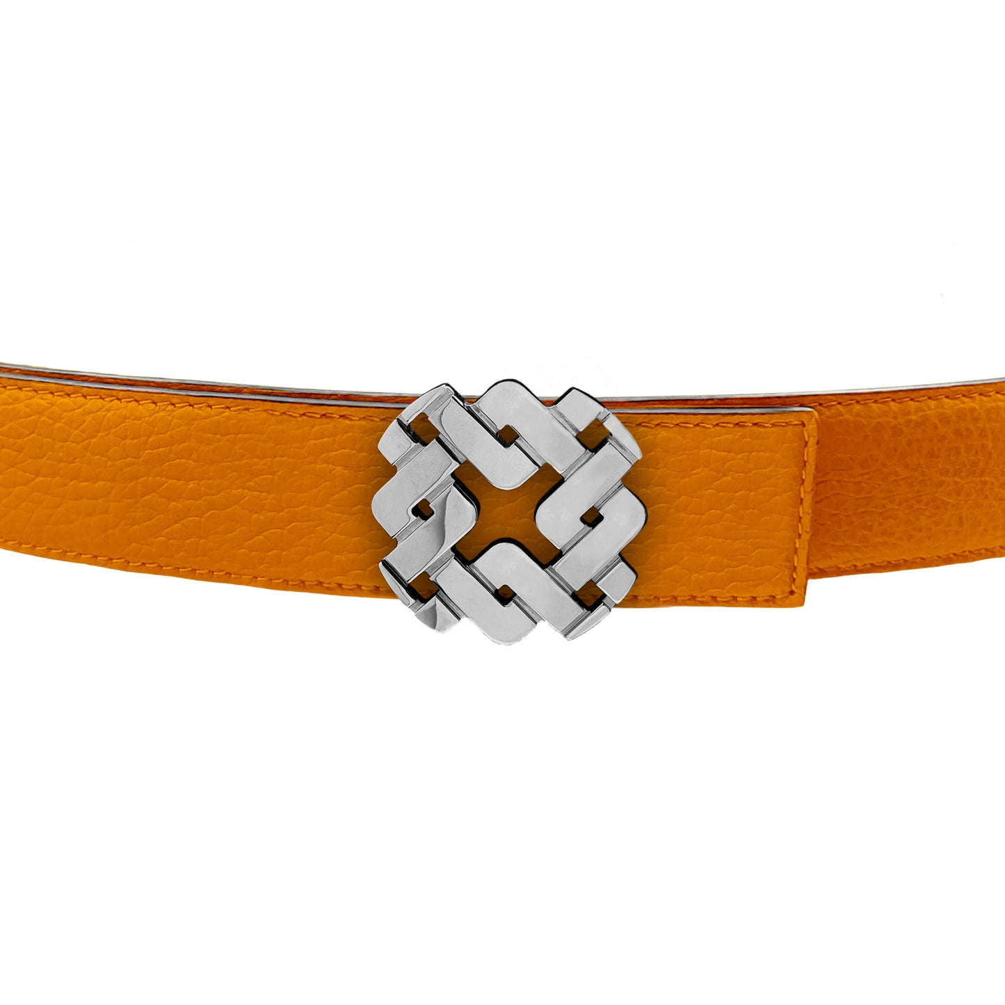 Ceinture 25 mm en cuir réversible orange boucle Armurus palladié