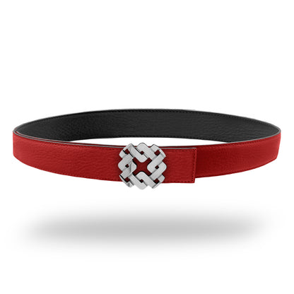 Ceinture 25 mm en cuir réversible rouge boucle Armurus palladié