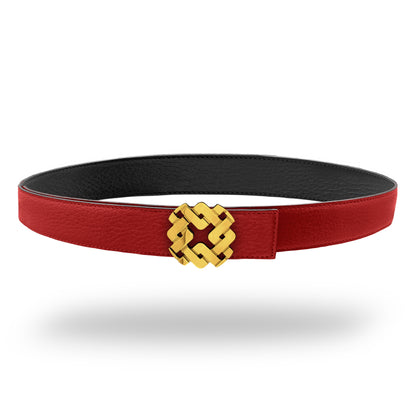 Ceinture 25 mm en cuir réversible rouge boucle Armurus dorée