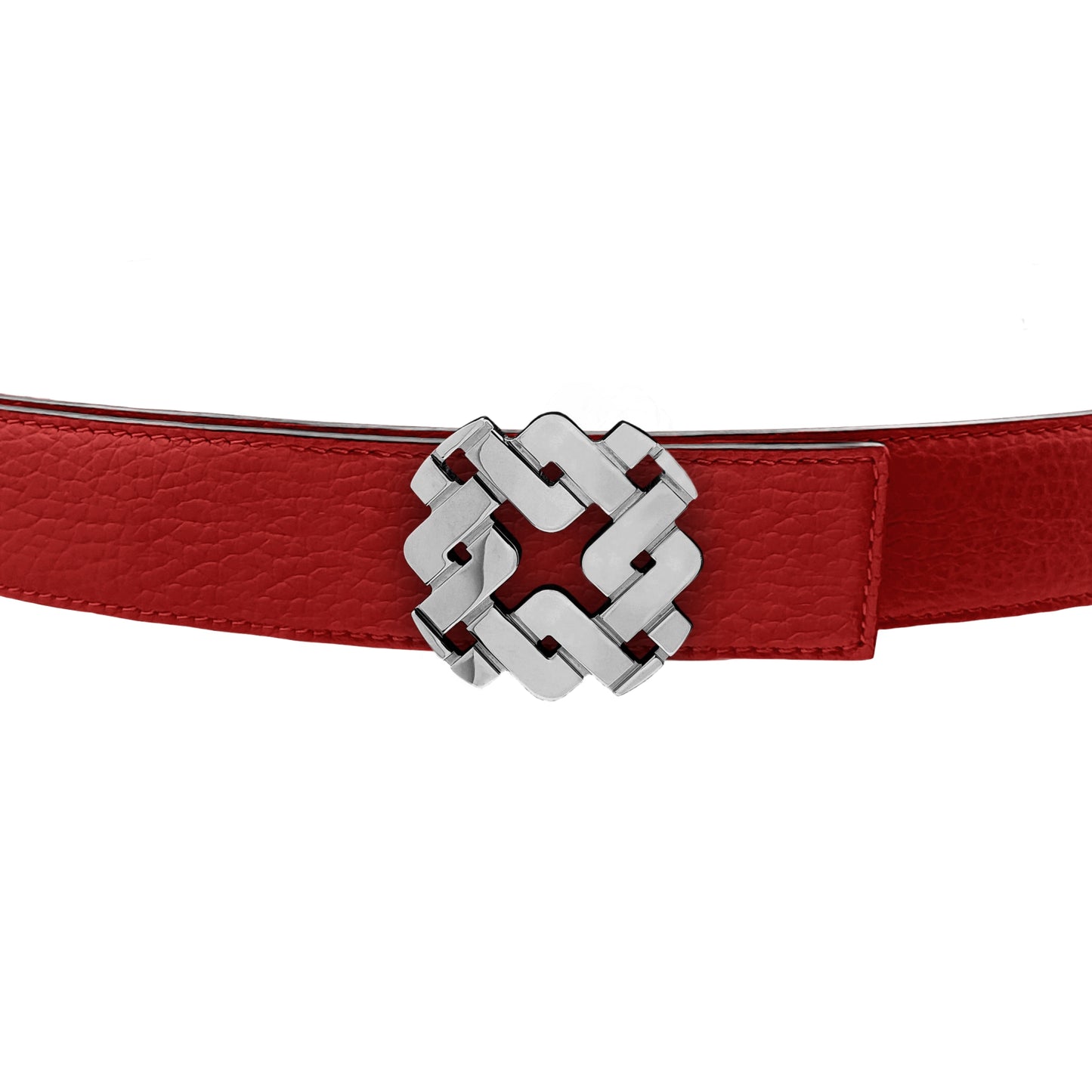 Ceinture 25 mm en cuir réversible rouge boucle Armurus palladié