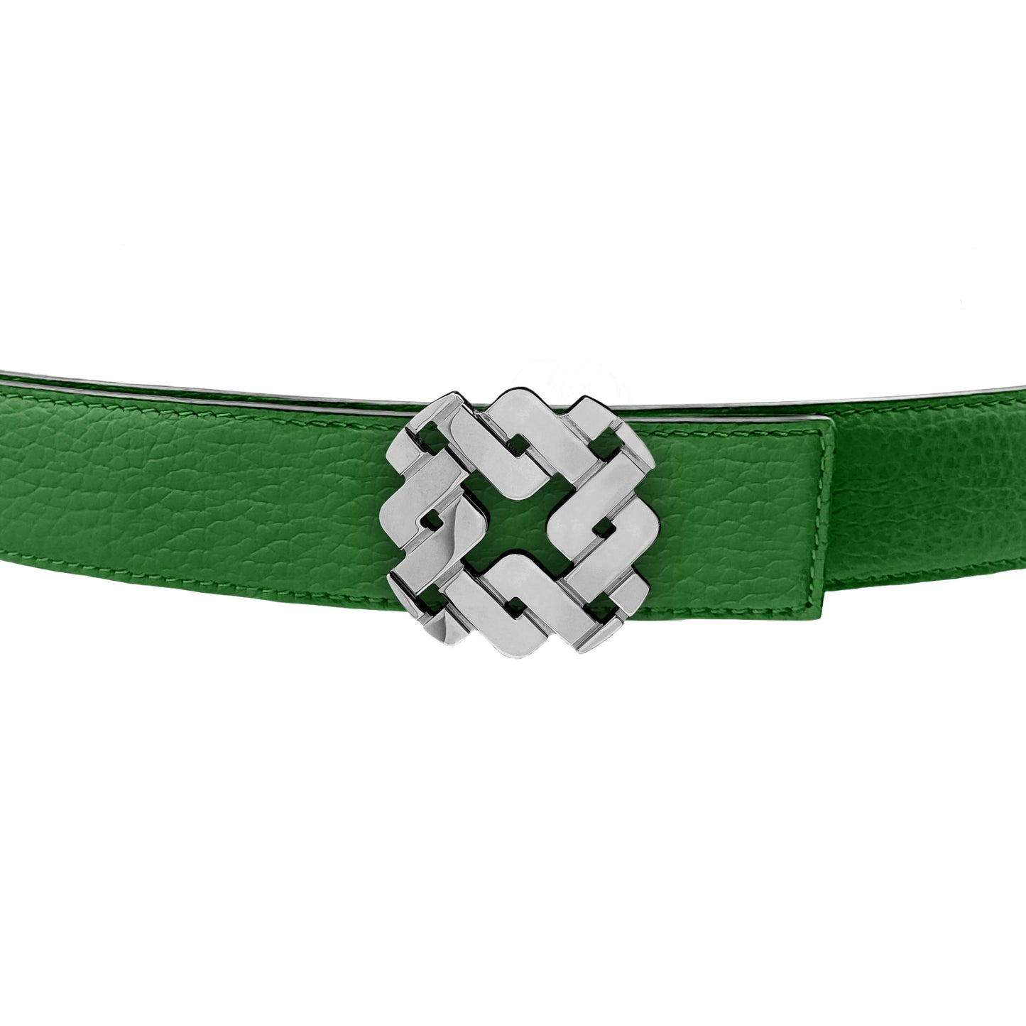 Ceinture 25 mm en cuir réversible vert boucle Armurus palladié