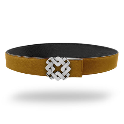 Ceinture 35 mm en cuir réversible cognac boucle Armurus palladié