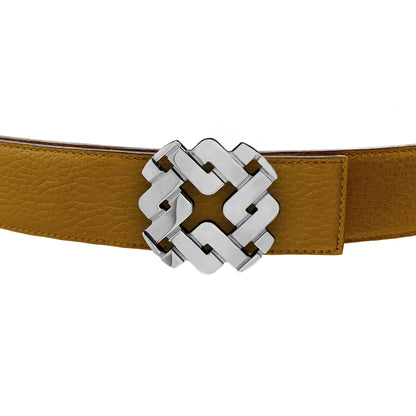 Ceinture 35 mm en cuir réversible cognac boucle Armurus palladié