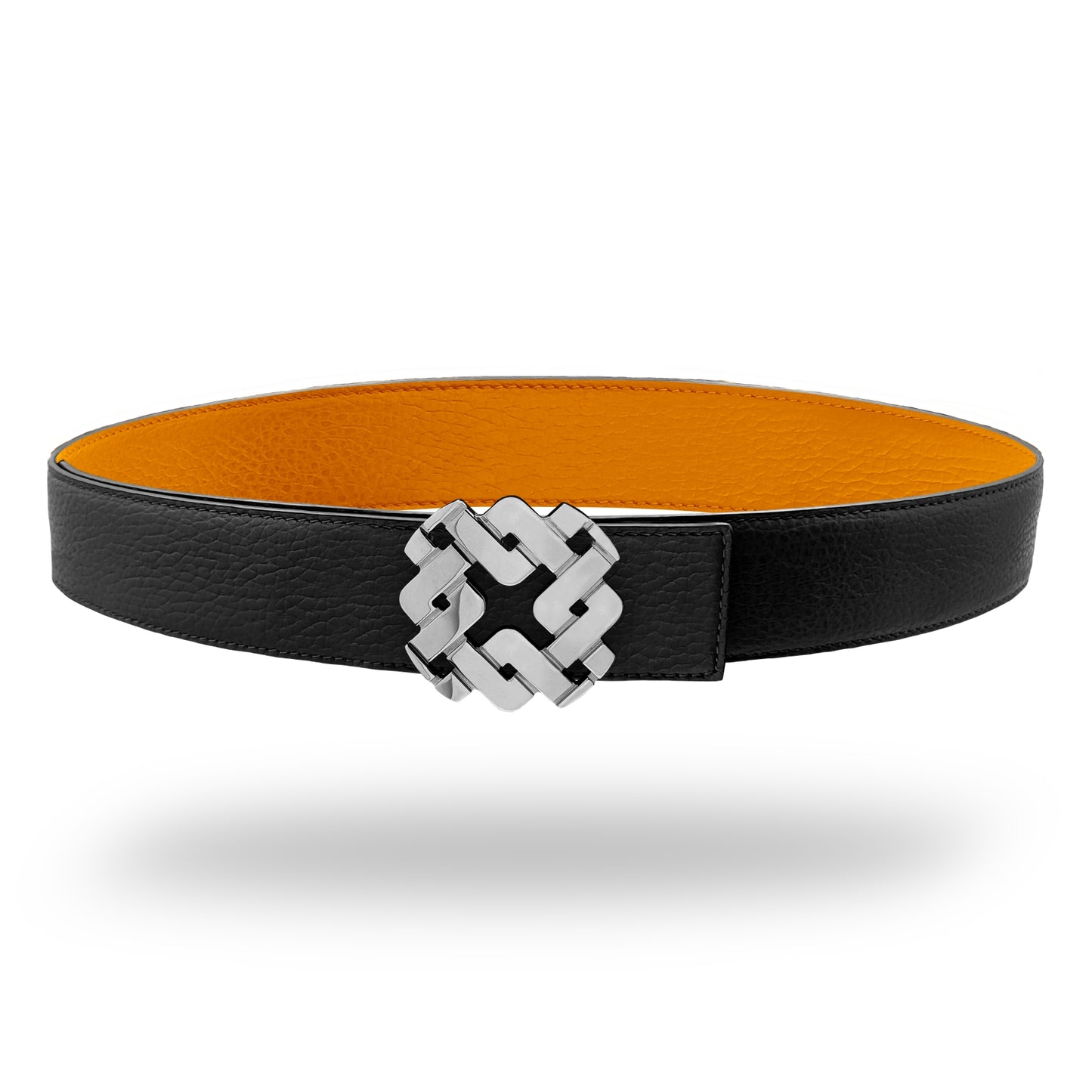 Ceinture 35 mm en cuir réversible orange boucle Armurus palladié