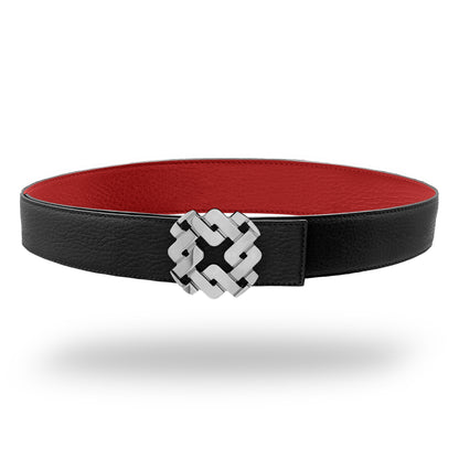 Ceinture 35 mm en cuir réversible rouge boucle Armurus palladié