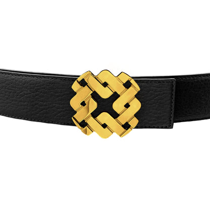 Ceinture 35 mm en cuir réversible vert boucle Armurus dorée