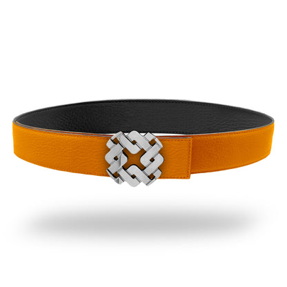 Ceinture 35 mm en cuir réversible orange boucle Armurus palladié