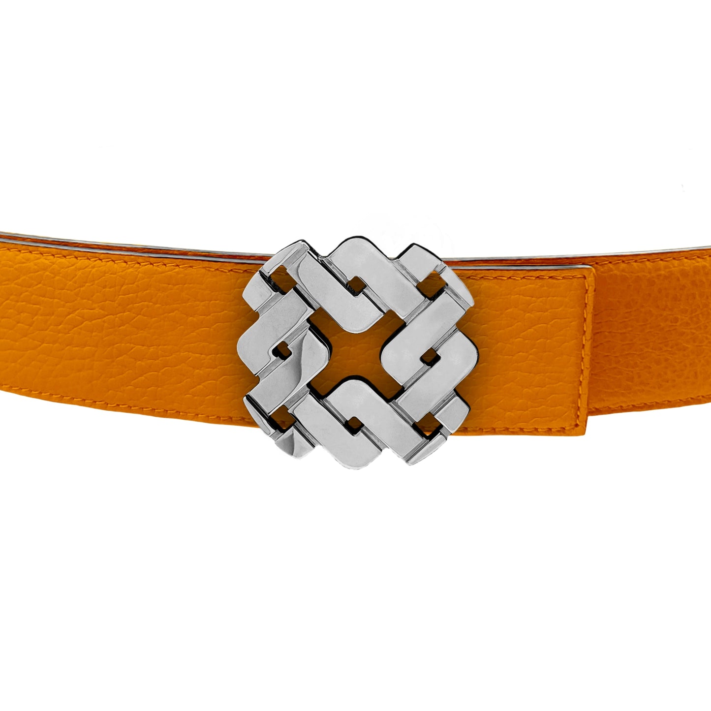 Ceinture 35 mm en cuir réversible orange boucle Armurus palladié