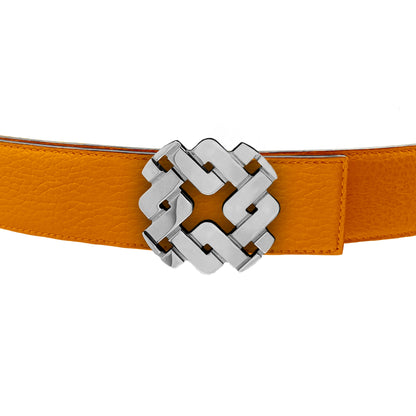 Ceinture 35 mm en cuir réversible orange boucle Armurus palladié