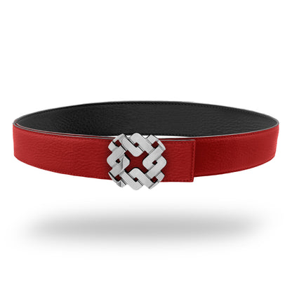 Ceinture 35 mm en cuir réversible rouge boucle Armurus palladié