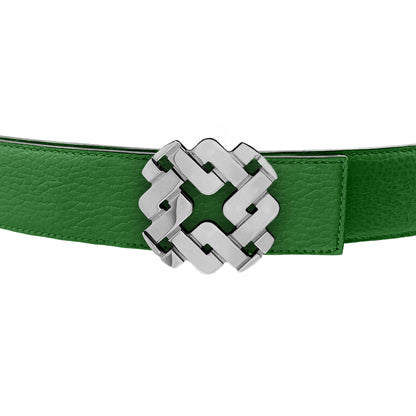 Ceinture 35 mm en cuir réversible vert boucle Armurus palladié