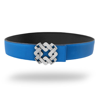 Ceinture 45 mm en cuir réversible bleu boucle Armurus palladié