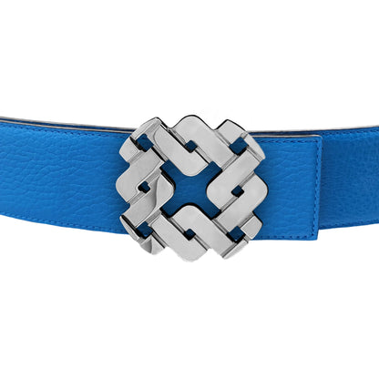 Ceinture 45 mm en cuir réversible bleu boucle Armurus palladié