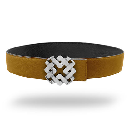 Ceinture 45 mm en cuir réversible cognac boucle Armurus palladié