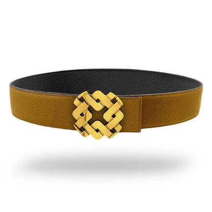 Ceinture 45 mm en cuir réversible cognac boucle Armurus dorée