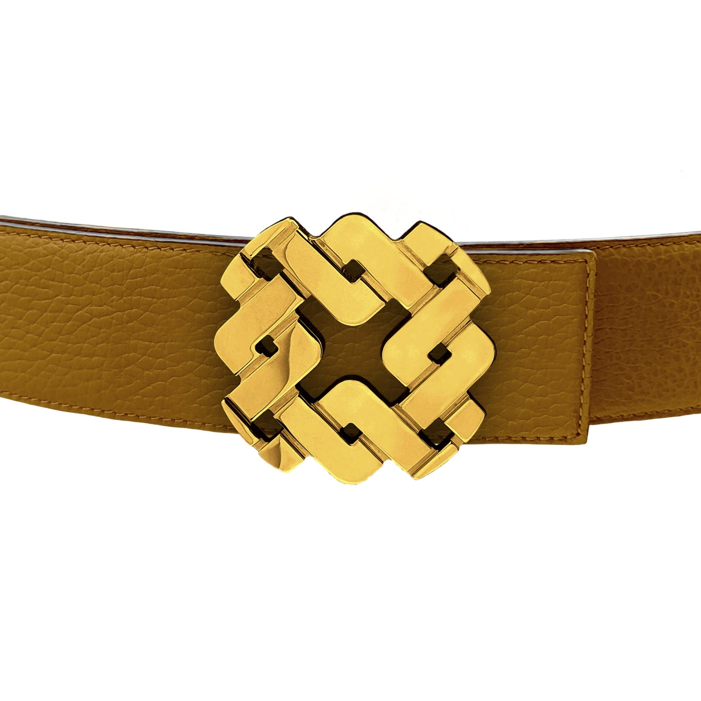 Ceinture 45 mm en cuir réversible cognac boucle Armurus dorée