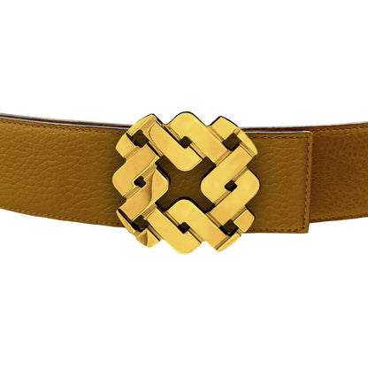 Ceinture 45 mm en cuir réversible cognac boucle Armurus dorée