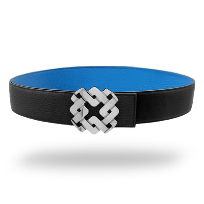 Ceinture 45 mm en cuir réversible bleu boucle Armurus palladié