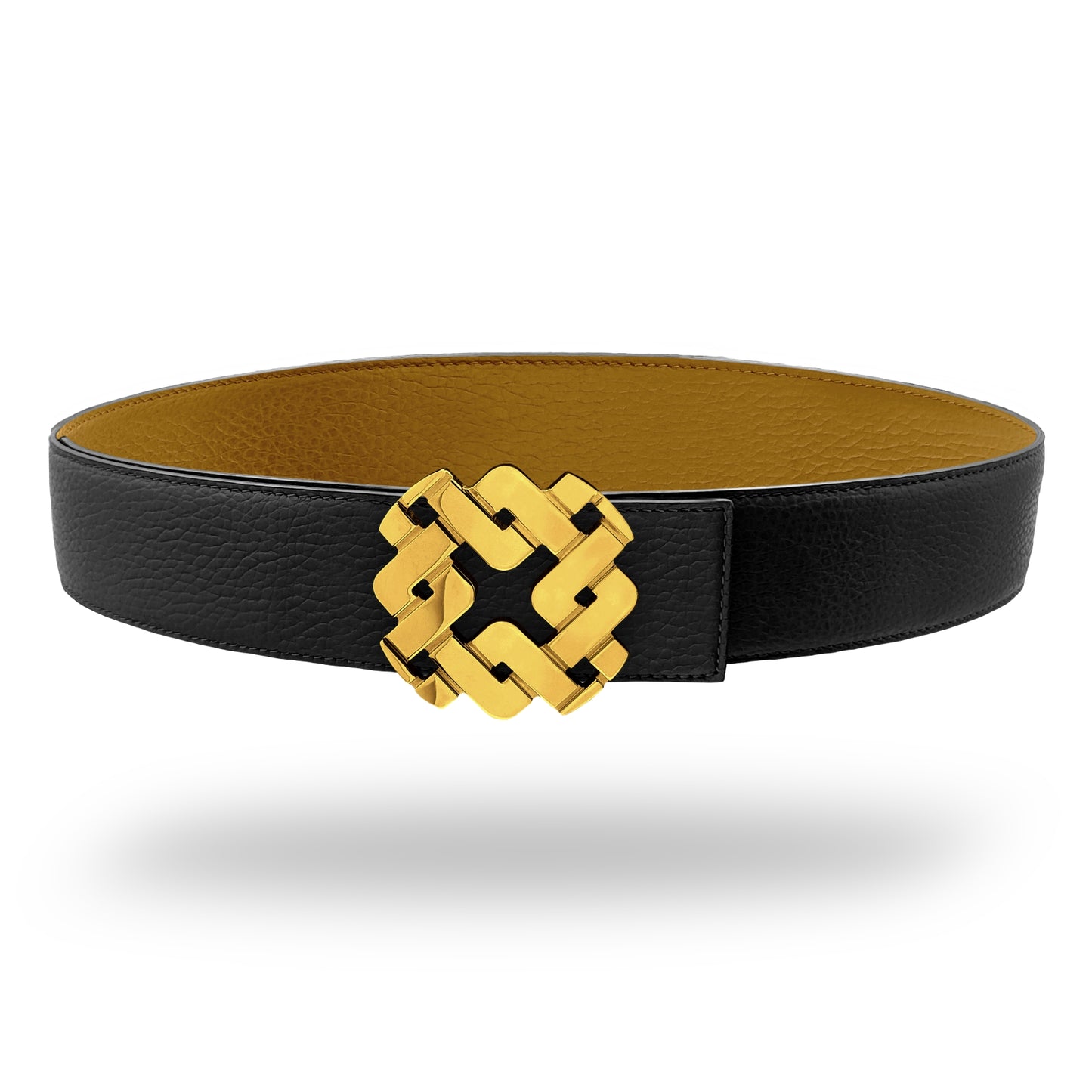 Ceinture 45 mm en cuir réversible cognac boucle Armurus dorée