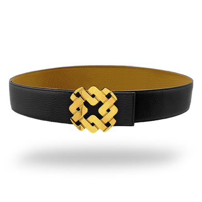 Ceinture 45 mm en cuir réversible cognac boucle Armurus dorée