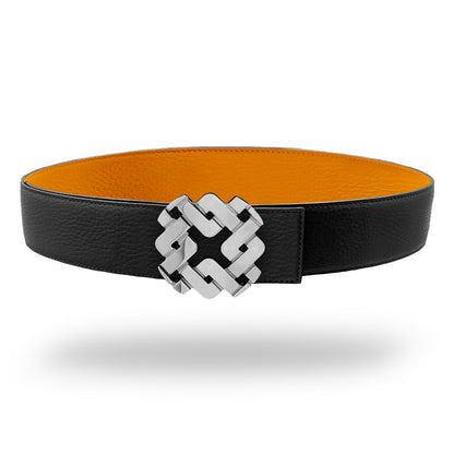 Ceinture 45 mm en cuir réversible orange boucle Armurus palladié