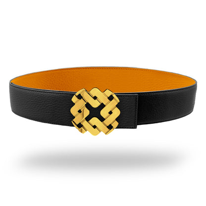 Ceinture 45 mm en cuir réversible orange boucle Armurus dorée