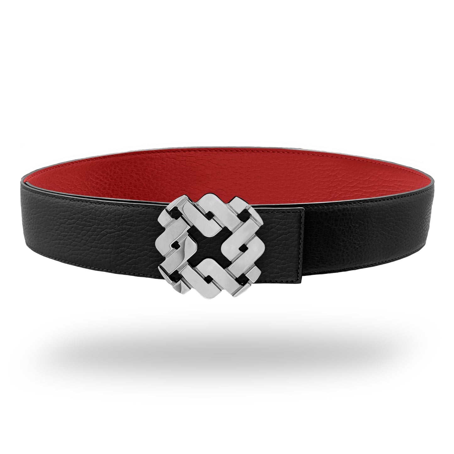 Ceinture 45 mm en cuir réversible rouge boucle Armurus palladié