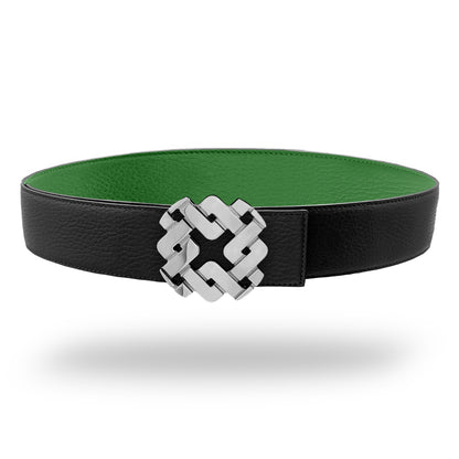 Ceinture 45 mm en cuir réversible vert boucle Armurus palladié