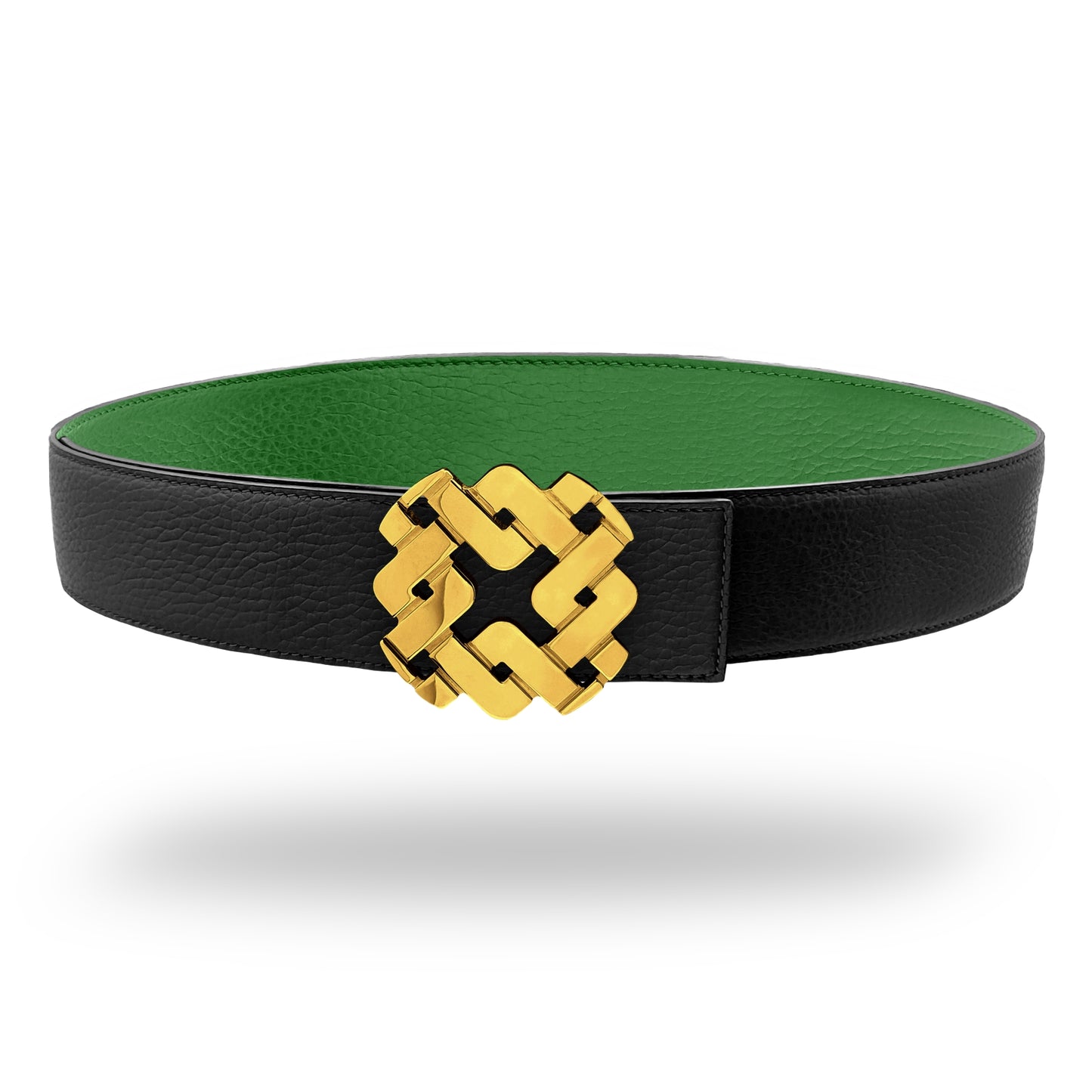 Ceinture 45 mm en cuir réversible vert boucle Armurus dorée