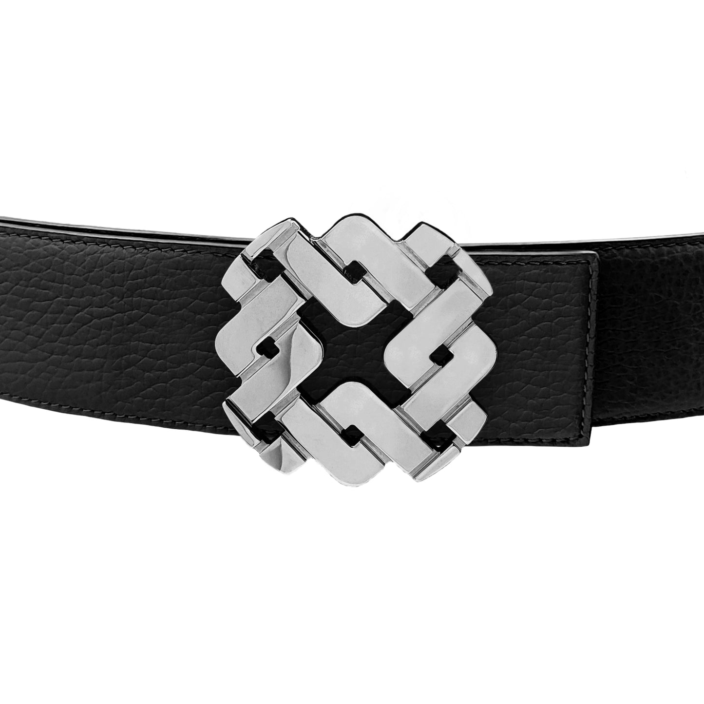 Ceinture 45 mm en cuir réversible bleu boucle Armurus palladié