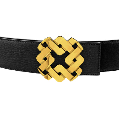 Ceinture 45 mm en cuir réversible cognac boucle Armurus dorée