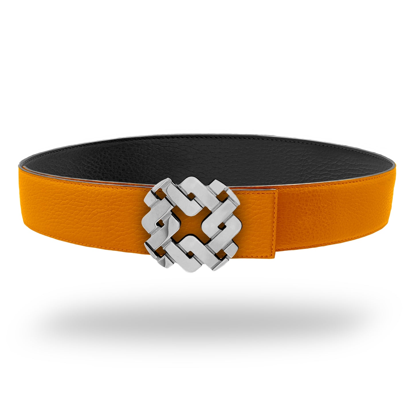 Ceinture 45 mm en cuir réversible orange boucle Armurus palladié