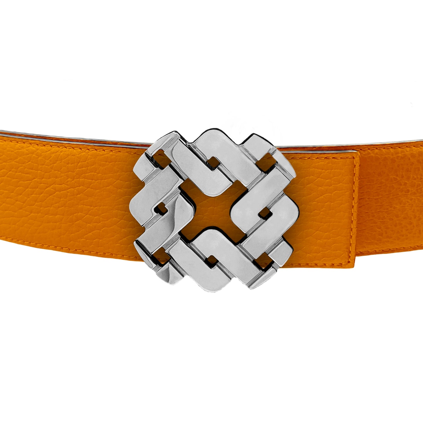 Ceinture 45 mm en cuir réversible orange boucle Armurus palladié