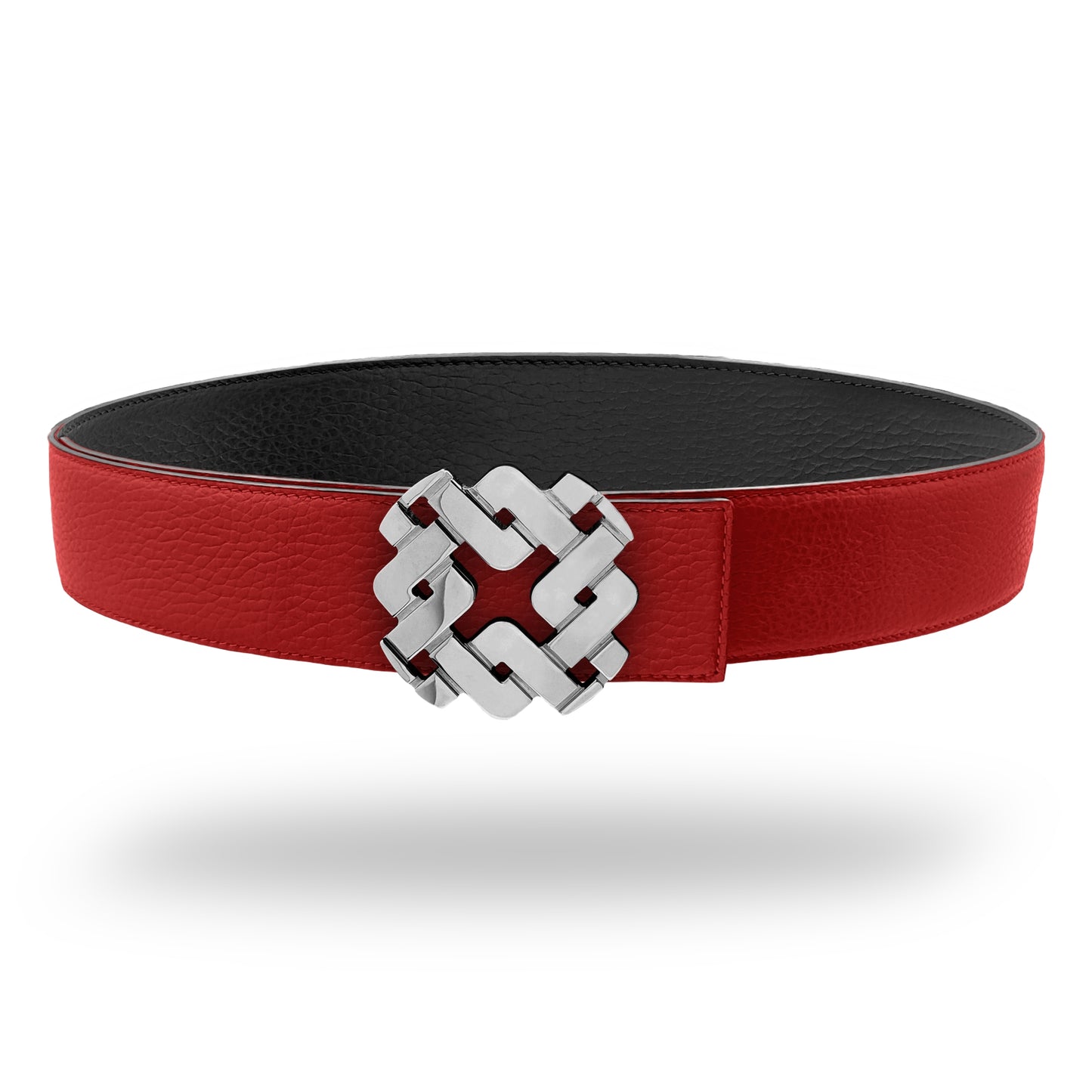 Ceinture 45 mm en cuir réversible rouge boucle Armurus palladié