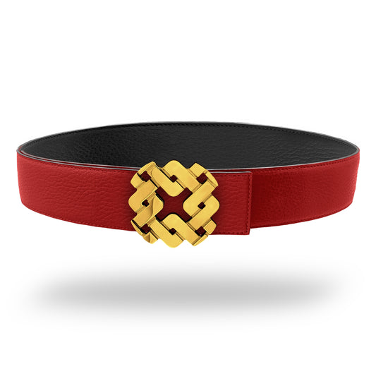 Ceinture 45 mm en cuir réversible rouge boucle Armurus dorée