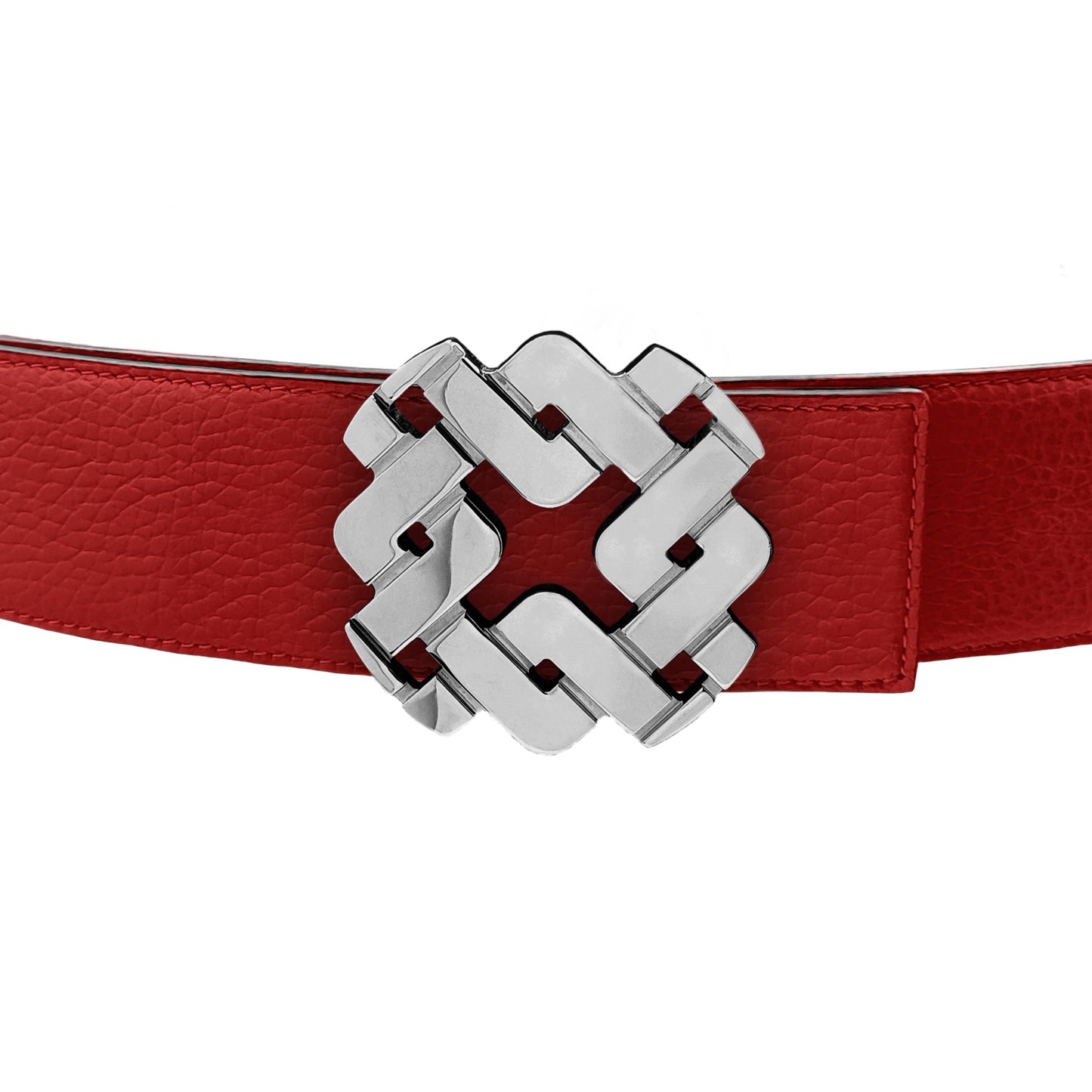 Ceinture 45 mm en cuir réversible rouge boucle Armurus palladié