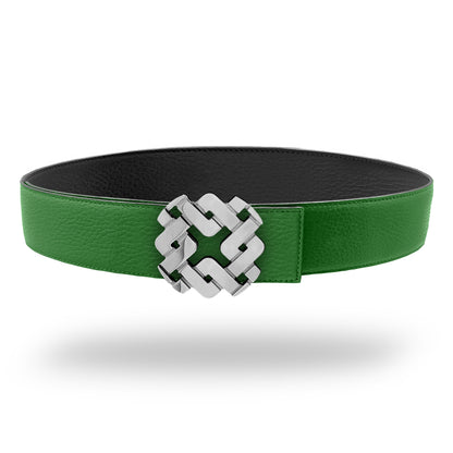 Ceinture 45 mm en cuir réversible vert boucle Armurus palladié