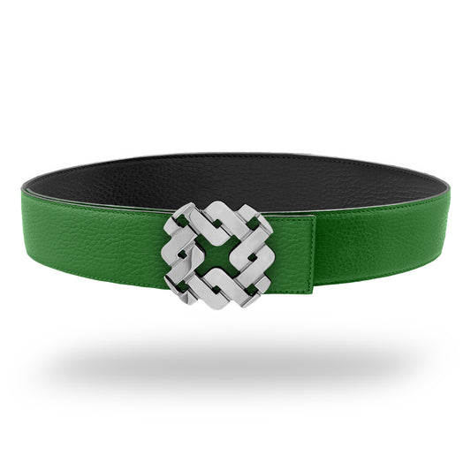 Ceinture 45 mm en cuir réversible vert boucle Armurus palladié