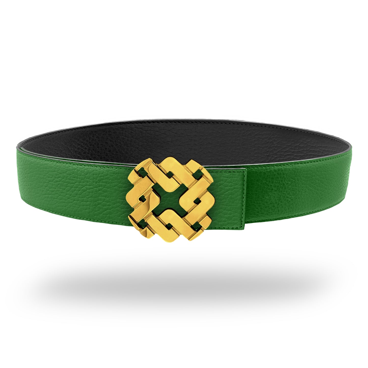 Ceinture 45 mm en cuir réversible vert boucle Armurus dorée