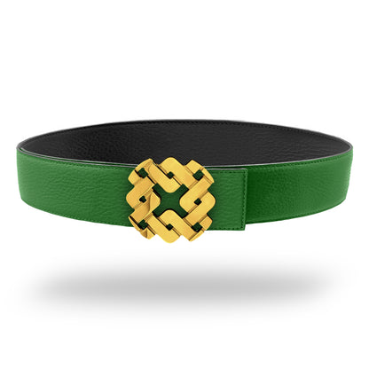 Ceinture 45 mm en cuir réversible vert boucle Armurus dorée