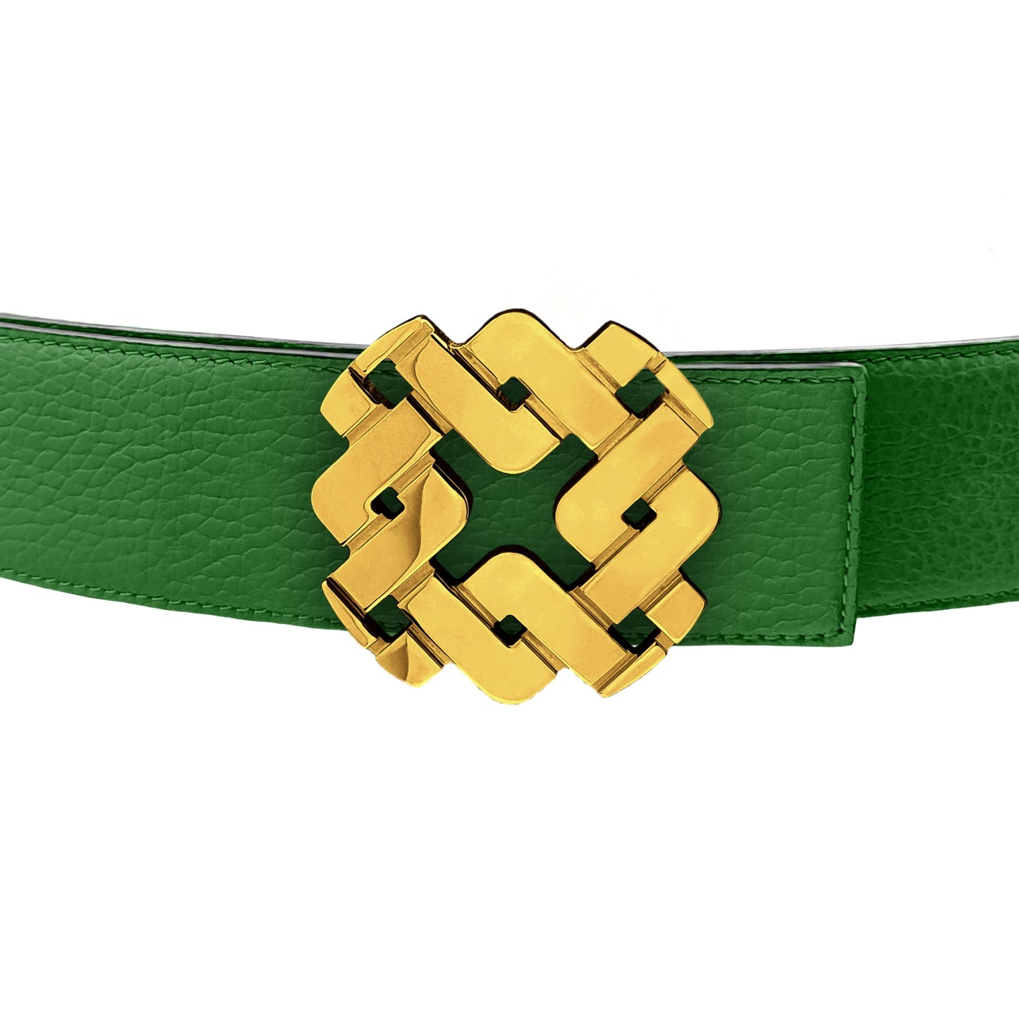 Ceinture 45 mm en cuir réversible vert boucle Armurus dorée